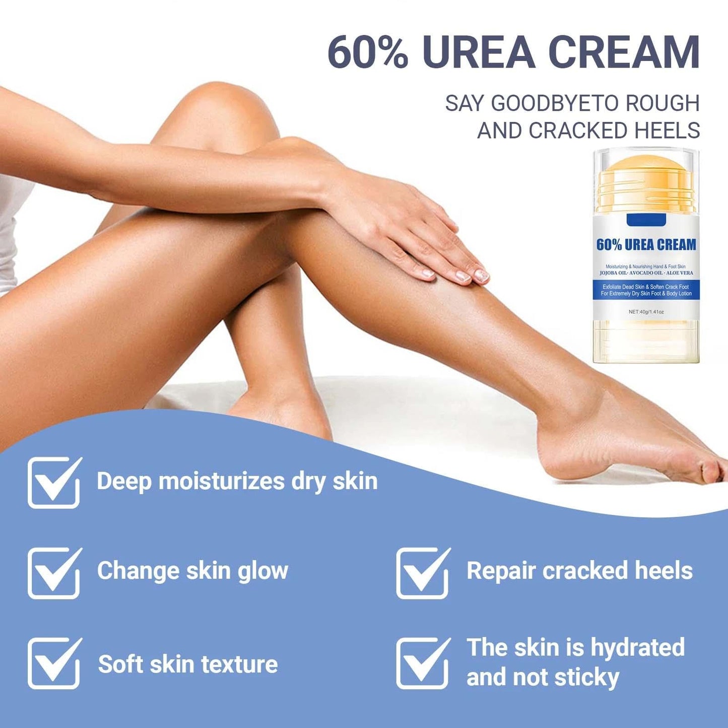 Urea Foot Cream 60 Percent- For Cracked Heels, Dry Skin Deep Moisturizing Lotion, Softens & Nourishes, Foot & Hand Cream Moisturizer for Women & Men 1PCS