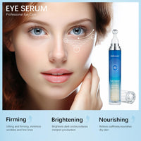 Grospe 5% Caffeine Eye Serum for Dark Circles and Puffy Eyes with 360° Massage Ball Reduces Fine Lines Anti-Wrinkle Firming Eye Serum 15ml