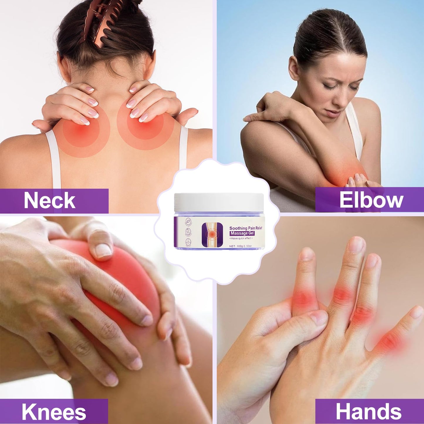 2Pcs Joint Pain Relief Gel Purple Soothing Massage Gel for Joint Activities Throughout The Body, with Emu Oil & Turmeric, Effective Soothes Knees, Hands, Neck, Lumbar, and Feet