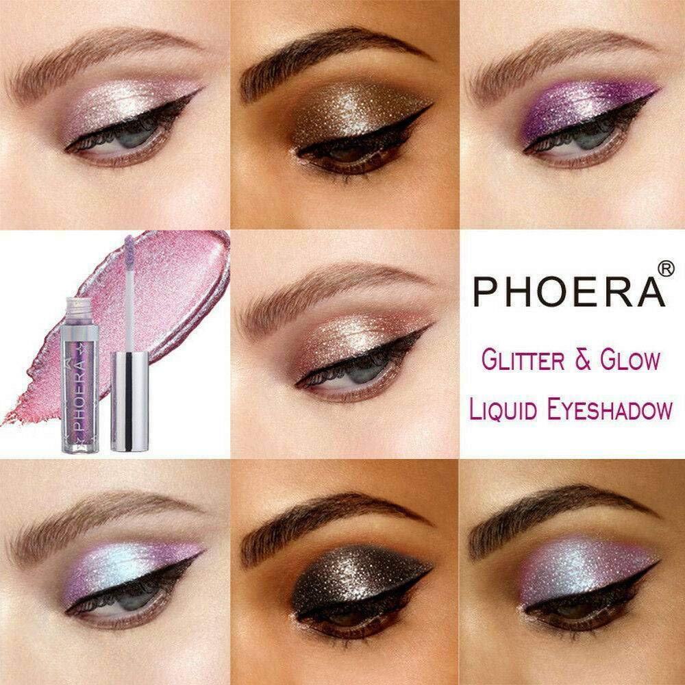 Phoera AQUAPURITY - PHOERA Magnificent Metals Waterproof Liquid Glitter & Glow Eyeshadow Palette Shimmer Long Lasting Cosmetic Metallic Eye Shadow Pigment Makeup (111 AZUL LEMONADE)