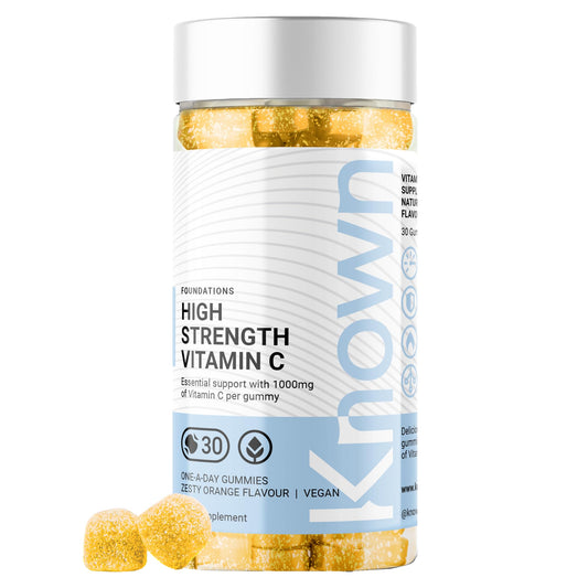 Known - High-Strength 1000mg Vitamin C Gummies - 30 x One-A-Day - Natural Orange Flavour - Immune Support, Antioxidant Protection and Skin Health - Vegan/Halal - Natural Flavour