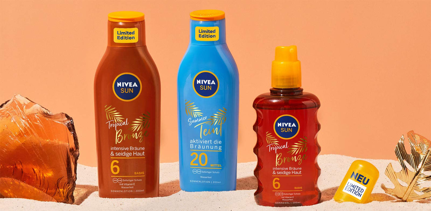 NIVEA Nivea Sun Tropical Bronze Sun Lotion SPF 6, Sun Protection for Long-Lasting Tan without Self-Tanning, Sun Cream with Carotene Extract and Vitamin E, 200 ml