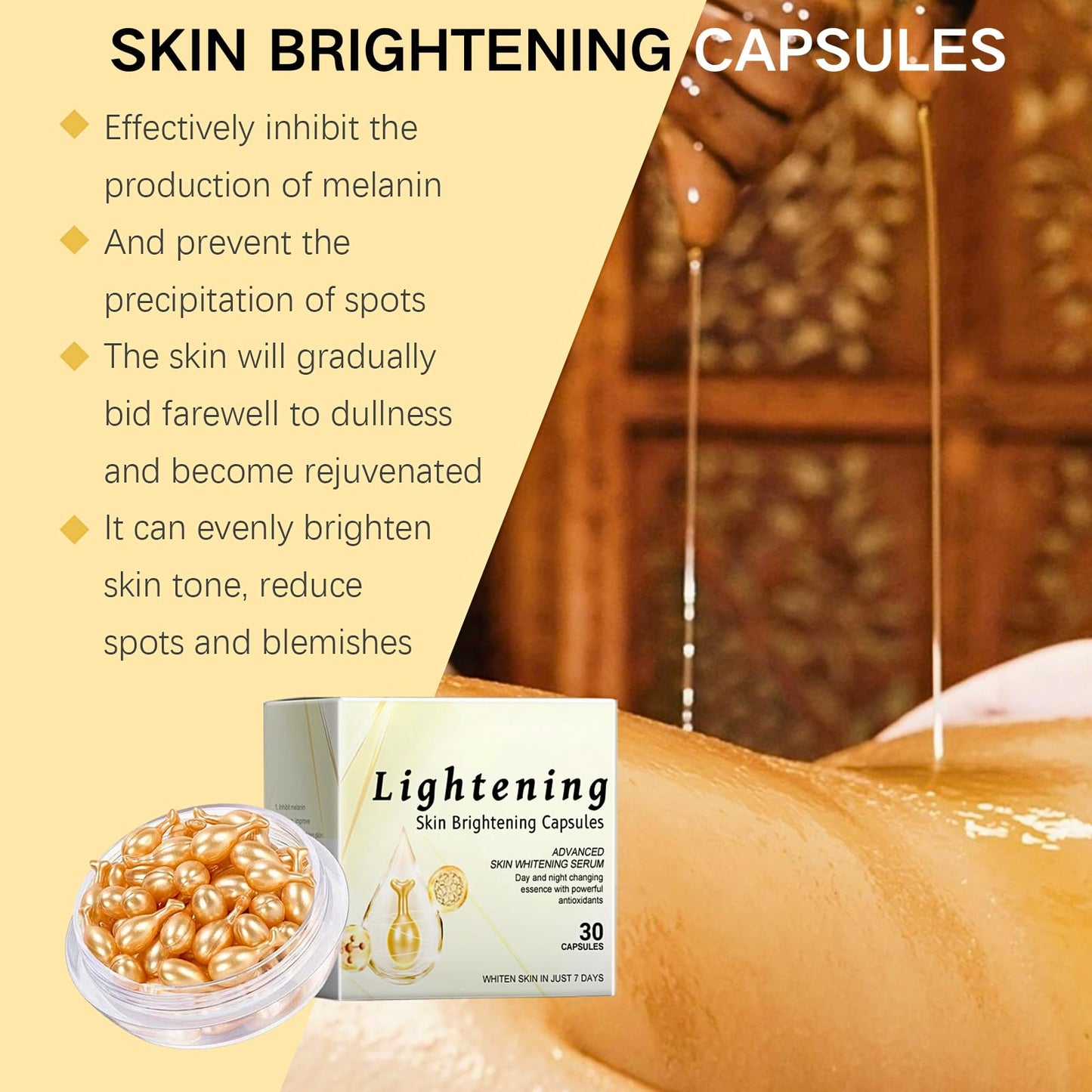 IZBEAUVO Skin Brightening Capsules, Vitamin E Capsules For Face, Vitamin E Oil For Skin, Firming Hydrating Serum, Reduce Fine Lines Skin Brightening, Anti Wrinkle Face Serum, 30 Capsules