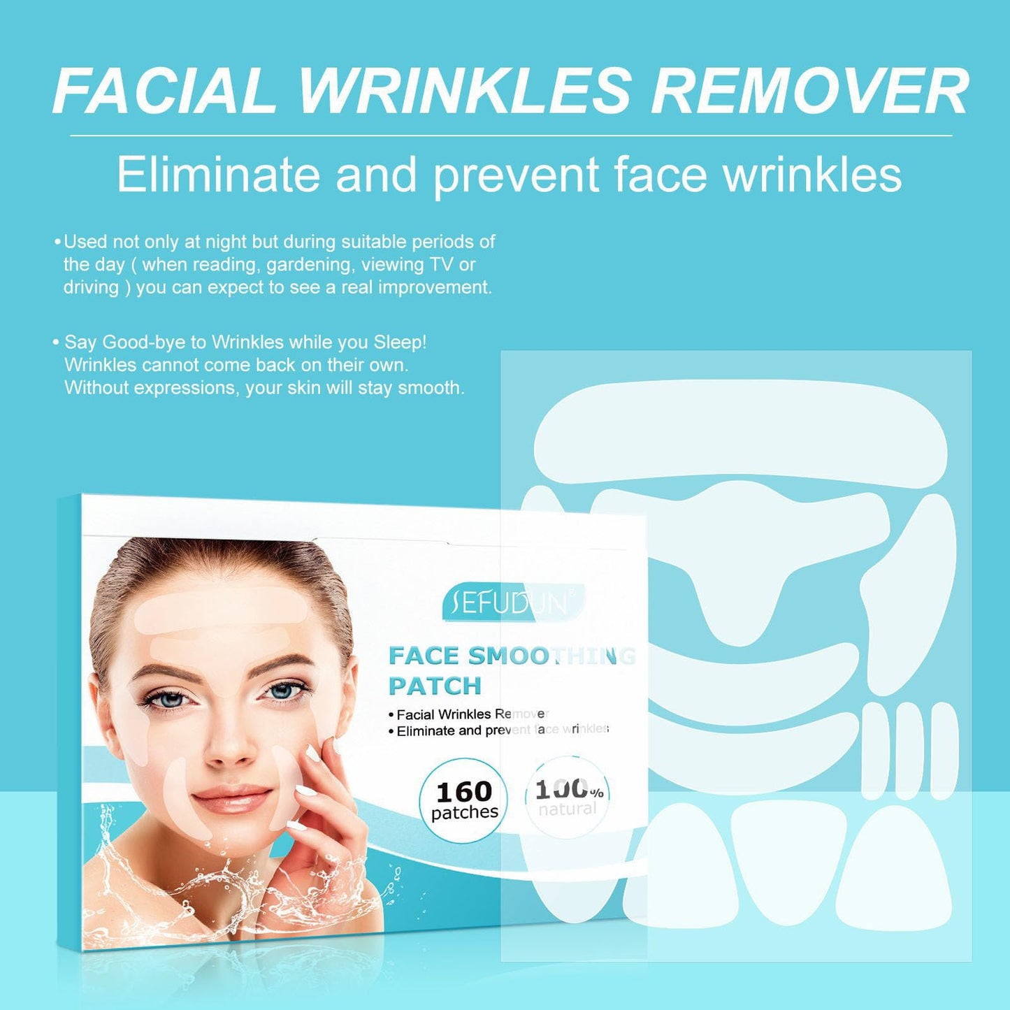Face Wrinkle Patches 160 Pieces Wrinkle Remover Strips Pure Collagen Anti Wrinkle Patches Facial Patches for Wrinkles, Face Tape for Smooth Eye,Mouth,Forehead Wrinkles-Reduces Wrinkles, Nourishes Skin