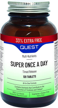 Quest Super Once A Day Multivitamin & Minerals Tablets. 17 Vitamins & 12 Minerals With Vitamin A, B, C, D, Iron & Zinc For Men & Women. For Optimal Health, Reduces Fatigue & Immunity (120 Tablets)
