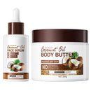 Coconut Body Butter 200g & Serum Set - Body Butter for Dry Skin - Skin Care Body Moisturiser - Natural Coconut Oil Body Cream - Butter for Moisturizing, Nourishing, Soothing, Hydrating