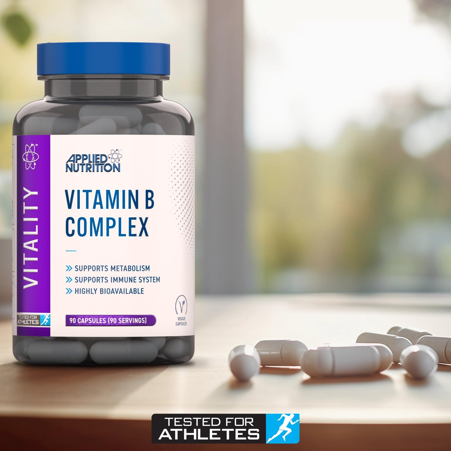 Applied Nutrition Vitamin B Complex Multivitamin - High Potency B12, B6, B1, Folic Acid & Biotin - Supports Metabolism, Reduces Tiredness & Fatigue, Helps Immune System - (90 Capsules)