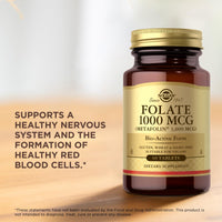 Solgar Folate 1000mcg - High Strength Formula - Healthy Maternal Tissue Growth During Pregnancy - Vegan - 60 Tablets