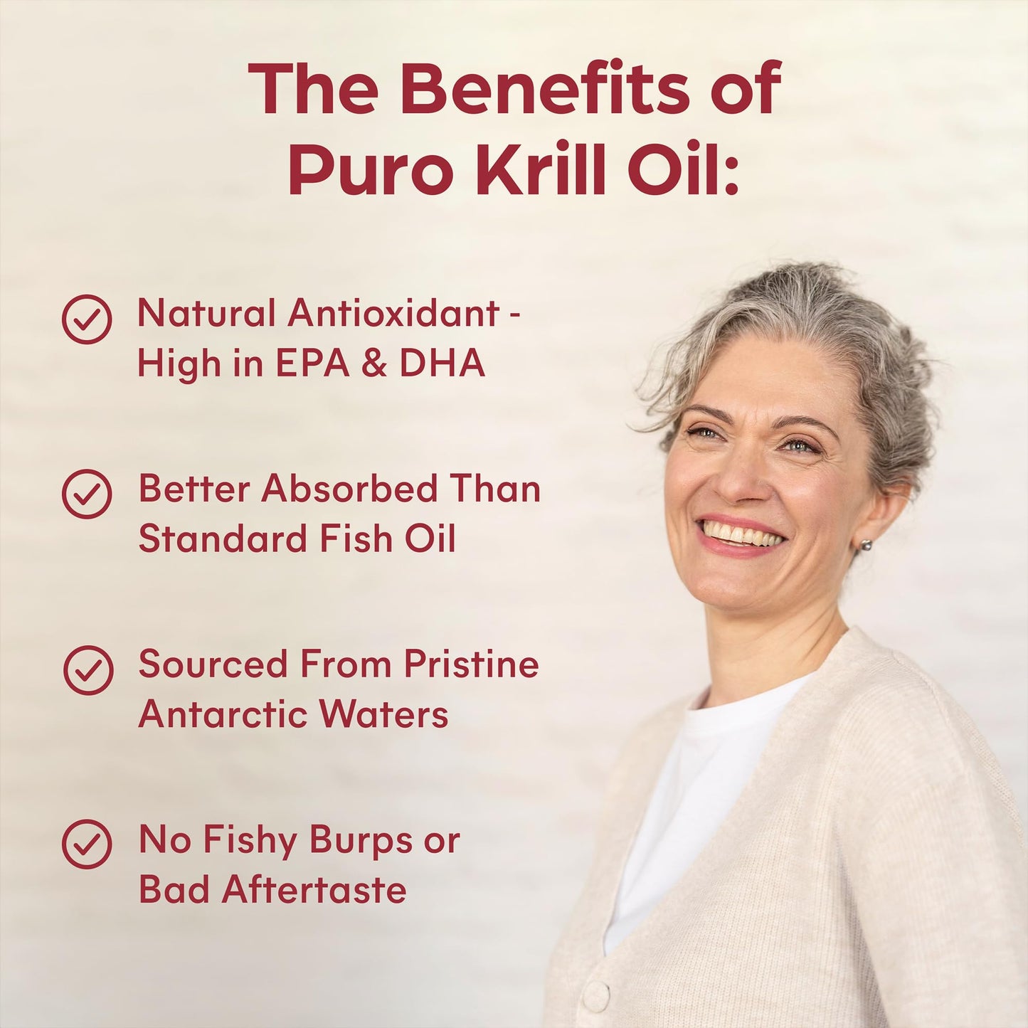 Purolabs Antarctic Krill Oil 1000mg - High Strength Omega-3 (220mg) with Phospholipids (400mg) & Astaxanthin - Superba™ Sustainable Source - Heart, Brain & Eye Health - 60 Capsules