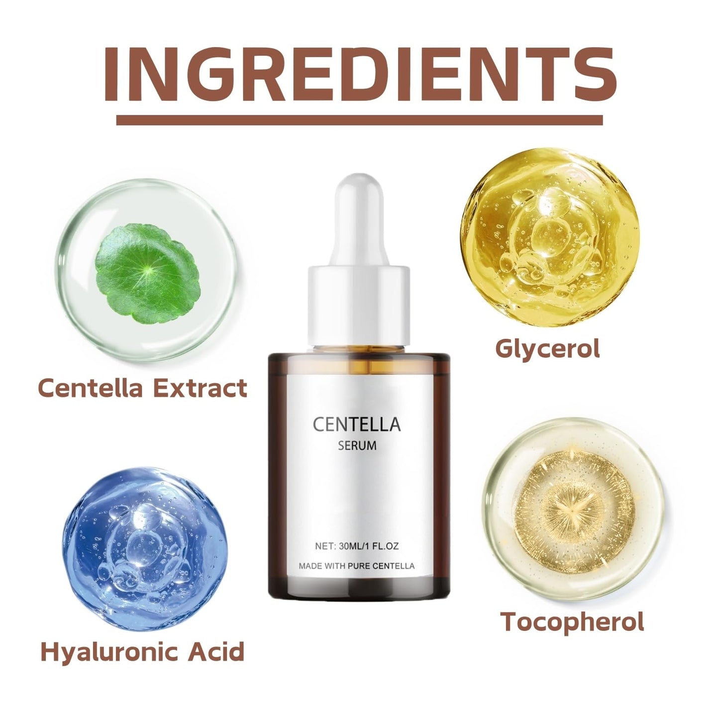 ISBEAUSOLS Centella Asiatica Hydrating Serum - Centella Face Serum with Hyaluronic Acid - Anti-Ageing & Anti-Wrinkles Face Serum for Women - Hyaluronic Acid Serum for Face - Calming & Soothing Serum Face