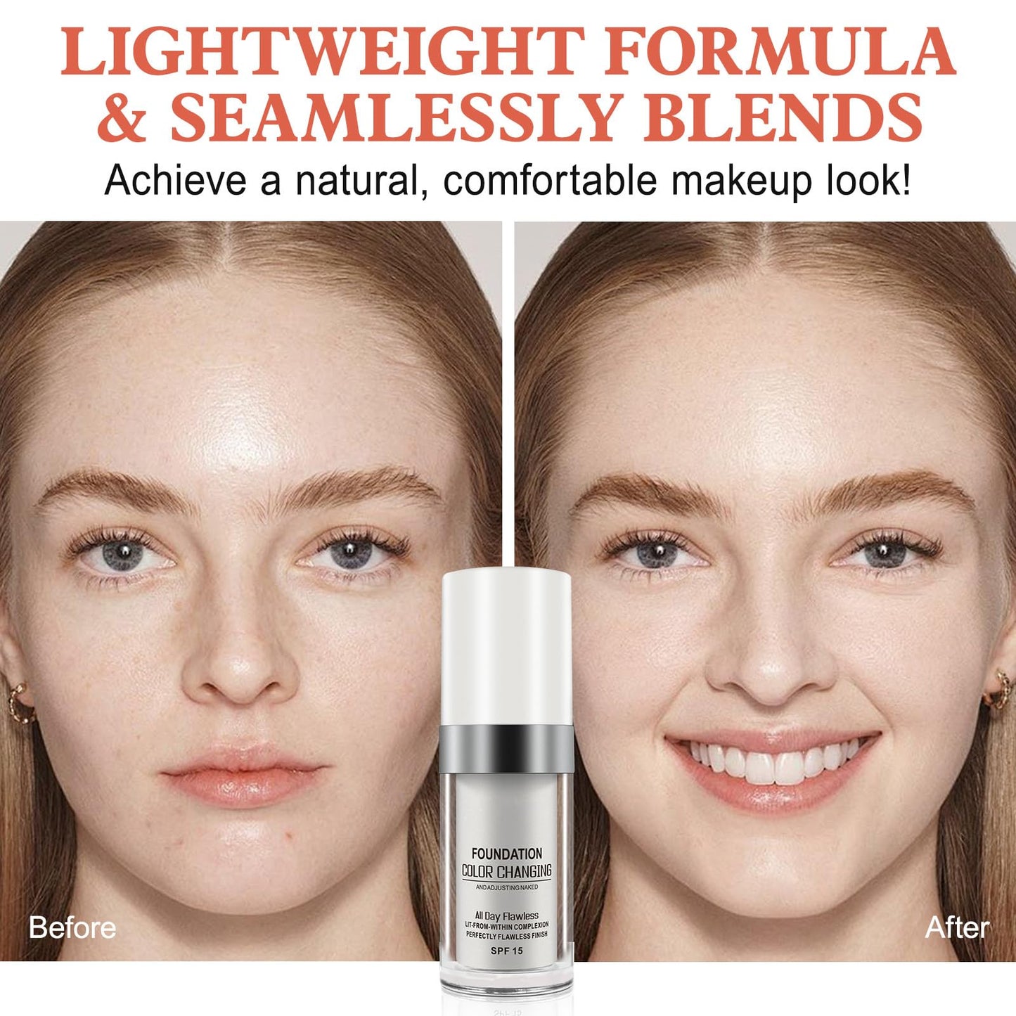 Generic 2 Pack Color Changing Foundation, Liquid Foundation For Aging Skin, Face Cover Concealer Foundation, Long-lasting Moisturizing for Natural Nude Base, Makes Skin Tone Smooth and Even - 30ml