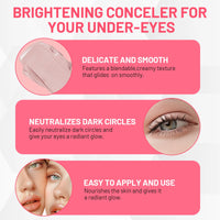 Leogony 2 Pcs Under Eye Brightener, Super Luminous Concealer for Dark Circles Spots (Pink)