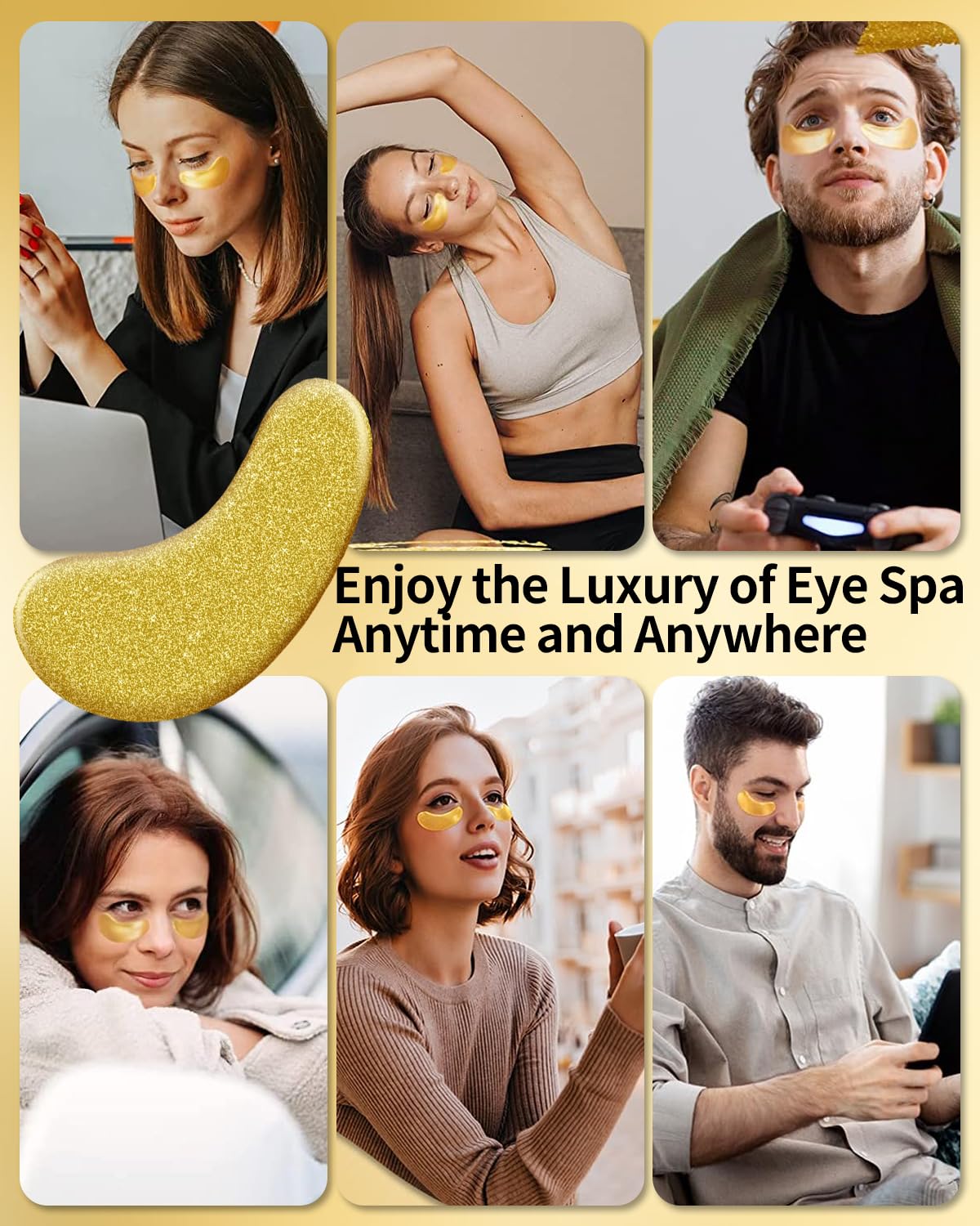 Under Eye Patches (24 Pairs) - 24K Gold Eye Masks Skincare Enriched with Abundant Collagen, hyaluronic acid, anti-aging self care eye gel pads for puffy eyes, dark circles and eye bags,wrinkle patches