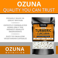 OZUNA NUTRITION Organic Turmeric Capsules High Strength Curcumin with Black Pepper and Ginger 1812mg | 60 Capsules