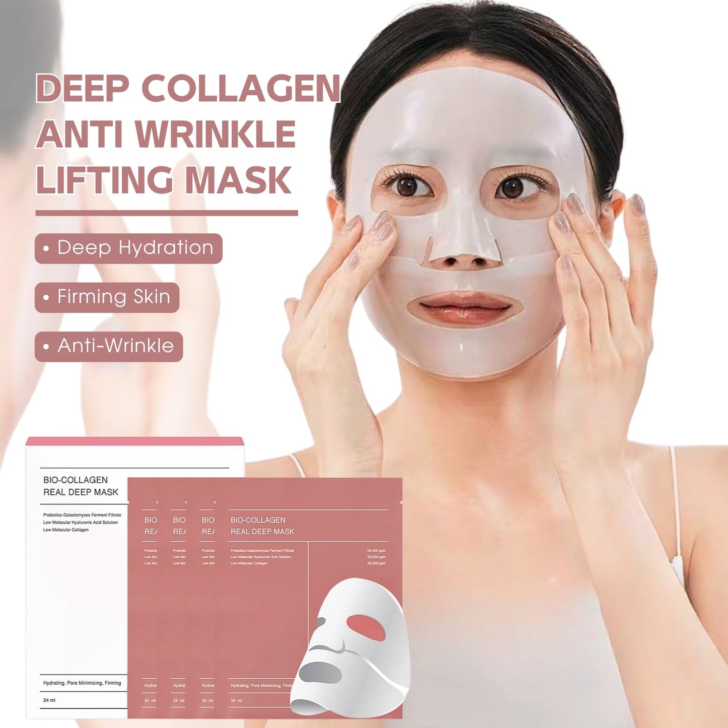 TBeautfave Bio Collagen Face Mask, 4PCS Bio Overnight Face Masks, Korean Skincare Collagen Mask, Bio Collagen Real Deep Mask Overnight, Fights Wrinkles