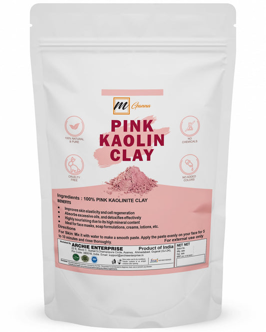 mGanna 100% Natural Rose Clay/Pink Kaolin Clay Powder for Skin Tightening, Facial Masks, Creams, Face Masks, and Soap Making 100 GMS / 0.22 LBS