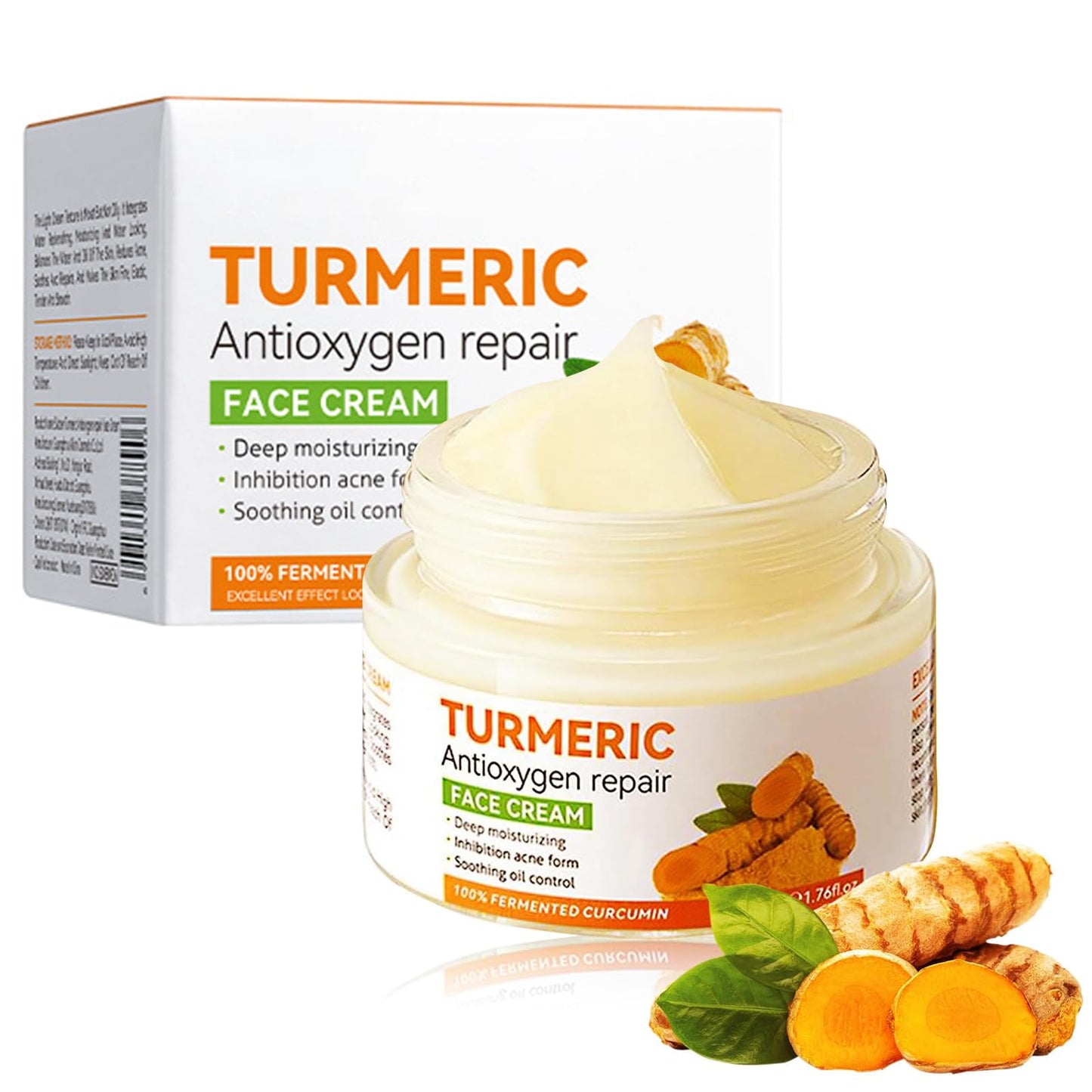 Bisienya Turmeric Face Cream,Hydrating Face Cream,Moisturize and Fade Fine Lines, Improve Skin Texture, Elasticity and Firmness, and Reduce Dull Skin Tones(50g)