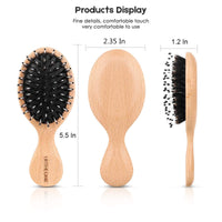 Hair Brush Mini Boar Bristle Hairbrush Pocket Travel Small Paddle Hair Brush for Men Women Kids for Thick Curly Thin Long Short Wet or Dry Hair Detangle Massage Add Shine
