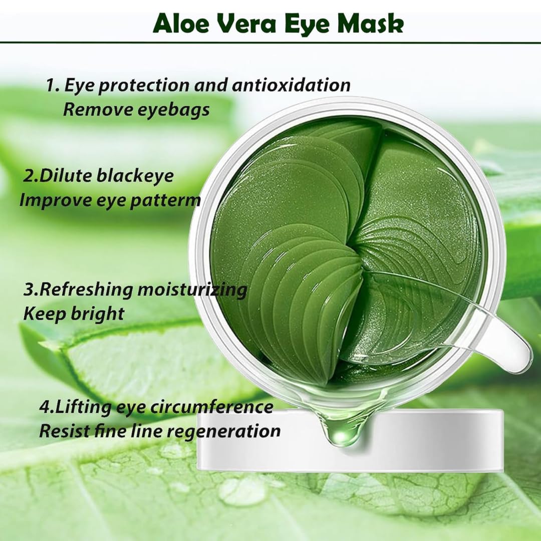 OVALA 60 PCS Aloe Vera Eye Masks, Gel Collagen Under Eye Patches for Puffy Eyes and Dark Circles Treatments, Reduce Wrinkles and Fine Lines Undereye Patches