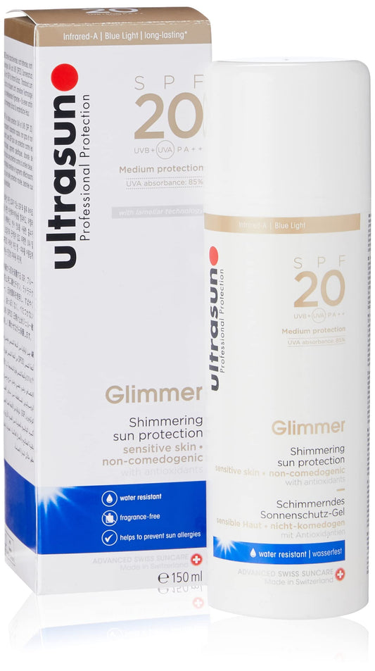ultrasun SPF20 Glimmer Sensitive Formula All Day Sun Protection Lotion, 150 ml