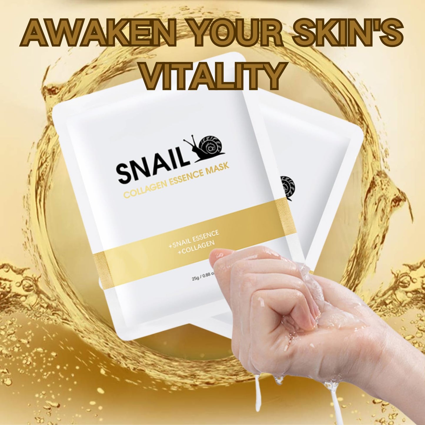TBeautfave 3PCS Snail Mucin Collagen Face Mask - Glass Skin Face Mask Korean Skincare - Collagen Hydrating Mask Sheet with Hyaluronic Acid for Anti-Aging, Anti-Wrinkle, Deep Moisturizing&Firming