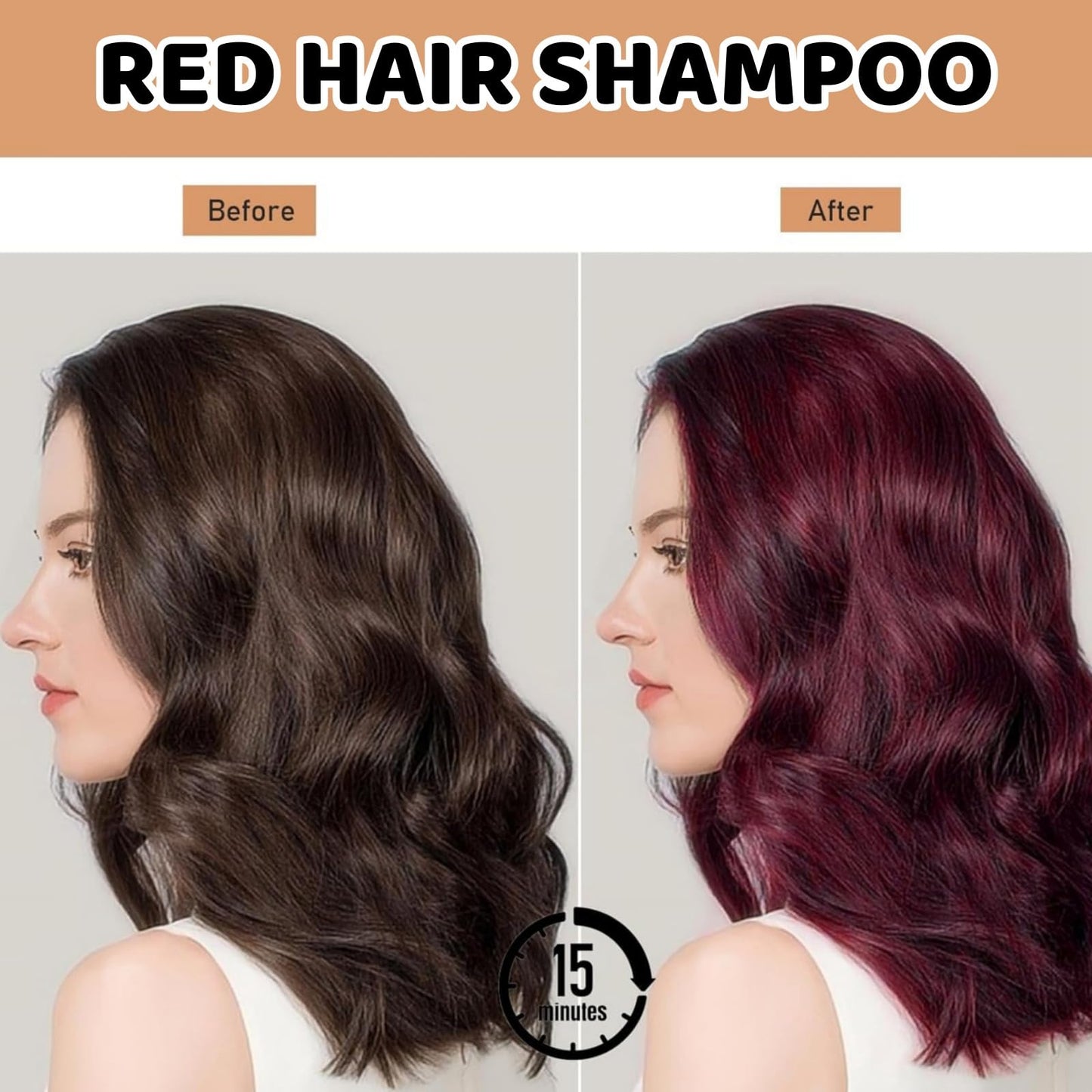SingHao Polar Hair Dye Shampoo,3 in 1 Instant H/air D/ye Sha/mpoo,Ha/ir Care Instant Dy/e Sham/poo,Nova Hai/r D/ye Shampoo,Red Brown Ha/ir Dye,Permanent Gray H/air Coverage,Hai/r Color Sham/poo for Hair#Red