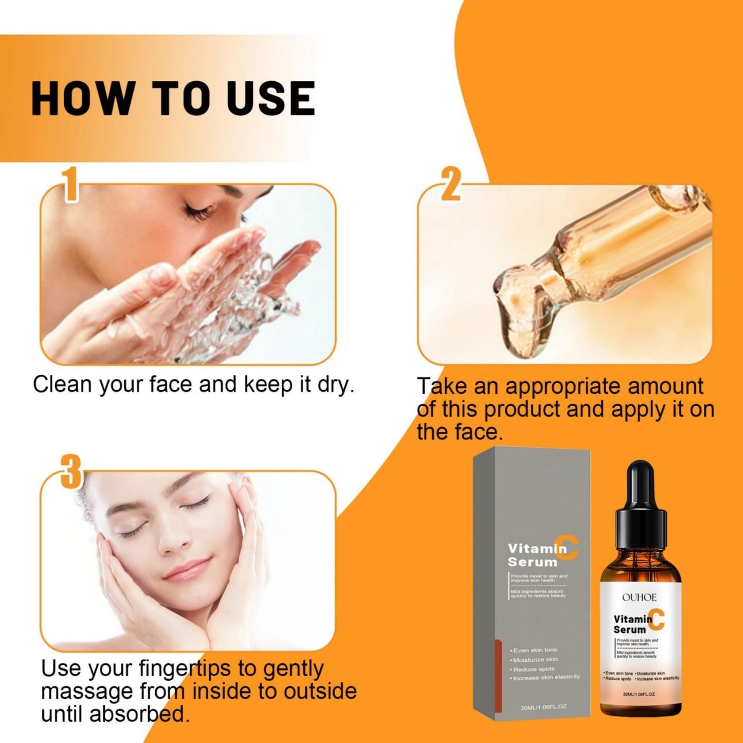 SingHao 2pcs Vitamina C Facial Serum,Anti Aging Face Serum with Vitamin C,Vitamin C Serum for Face,Anti Aging & Wrinkle Facial Seru/m for Women,Brightening Seru/m for Dark Spots,Skin Brightening Se/rum