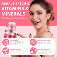 VOSIFSDIY Womens Multivitamin Gummy 60p, Multivitamin for Women, Boosts Healthy Bones Hair Skin and Nails, Boosts Immunity Energy, Strawberry Flavor