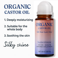 ThamGlow Organic Castor Oil with Rose Quartz Roller, Organic Castor Oil Roll On, Natural Ingredients