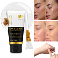 Midgpnes Snail Mucin Collagen Wrapping Peel Off Face Mask, Niacinamide Night Treatment, Deeply Hydrates and Tightens Soothes Skin,Firms Skin Overnight,75ml with Brush
