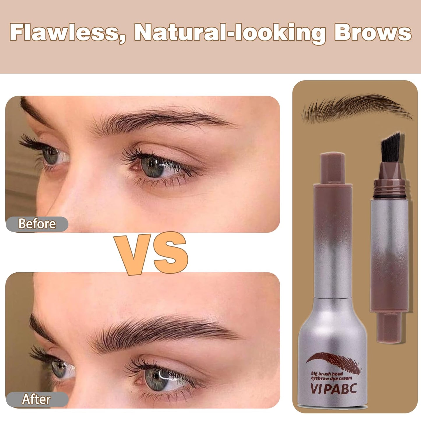 AmiCera Eyebrow Pen Eye Brow Pencil, Brow Fection Angled Brush Liquid Eyebrow Dye Kit - Brush & Power 2 in 1, Long-Lasting Quick Dry Waterproof Sweat-proof Natural Looking Brows, Light Brown