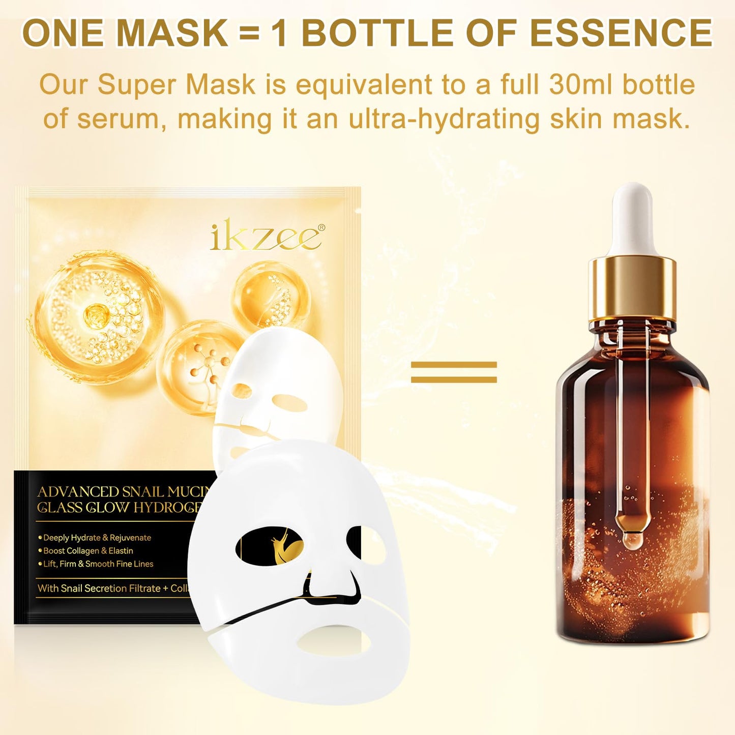 Uocasi Snail Mucin Sheet Mask,Hydrogel Collagen Mask - Face Masks Skincare,Self Care, Stocking Stuffers, Deep Moisturizing,Boost Collagen & Elastin,Gifts for Women, Face Masks for Dry Skin - 4Packs