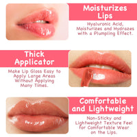 Leogony 3PCS Fat Oil Lip Gloss, Long Lasting Moisturizing Fat Oil Lip Gloss, Glitter Plumping Fat Lip Oil Set
