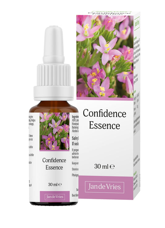 Jan De Vries Confidence Essence | Flower Essence | Boost & Restore Confidence | Lift Self-esteem | Aspen, Centaury, Honeysuckle & Elm | 30ml