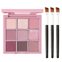 Coloroom Pink Eyeshadow Palette - 9 Colour Glitter Eyeshadow, Matte & Shimmer, Bright Long-Lasting & Highly Pigmented Eye Shadow Pallet For Women - 3PCS Eyeshadows Brushes