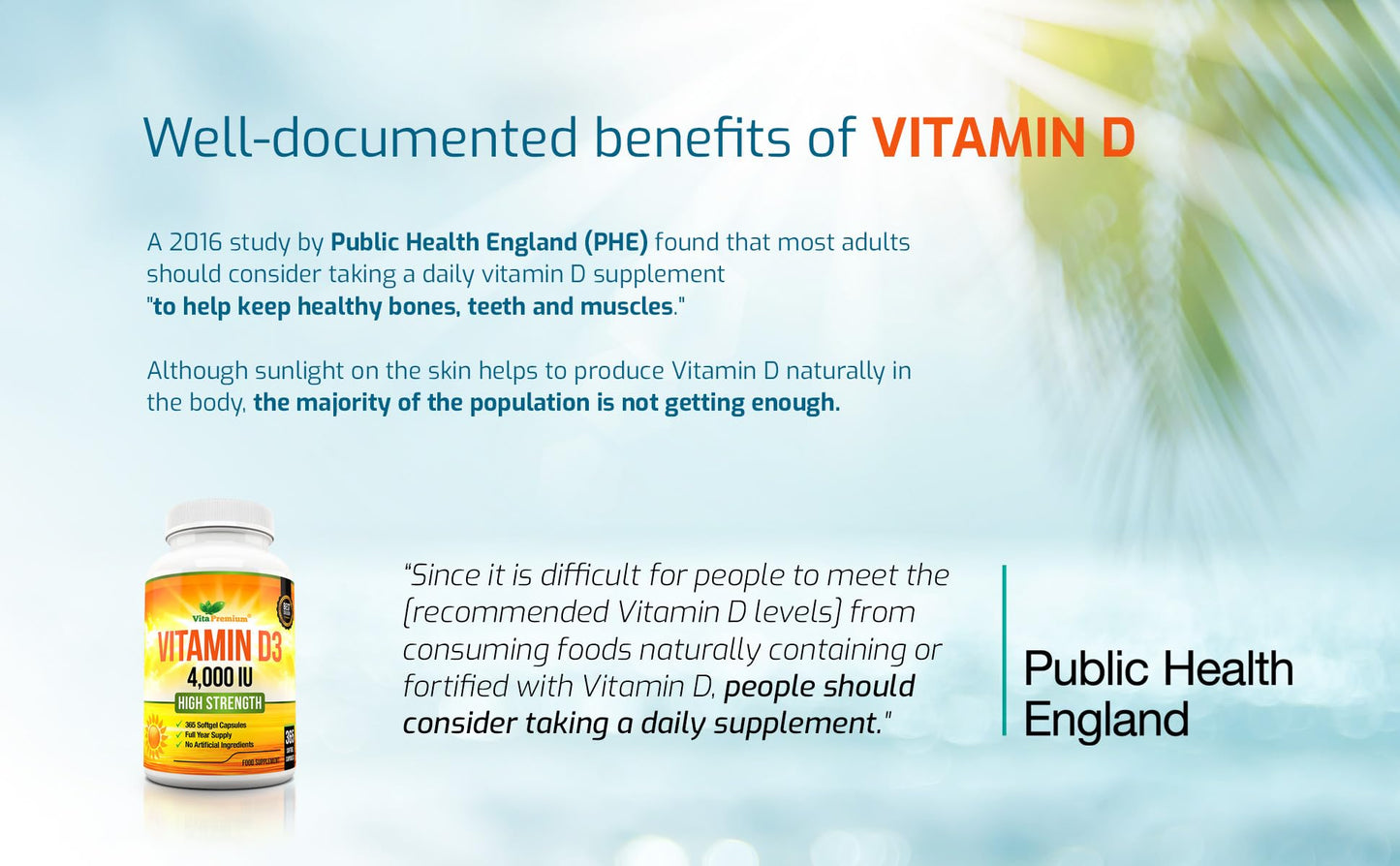 Vitamin D 4,000 IU Softgels, Maximum Strength Vitamin D3 Supplement, 365 Easy to Swallow Tablets - Full Year Supply