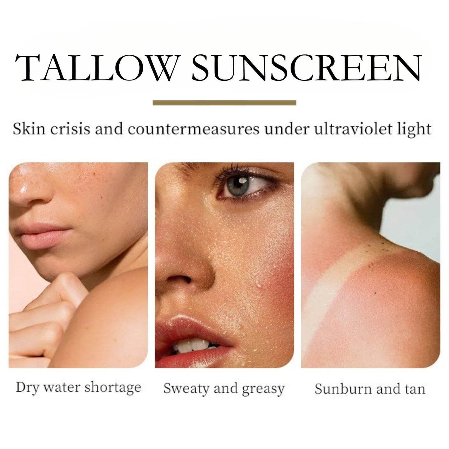 Trendyfave Grass-Fed Tallow Sunscreen Spf 30, Organic Face Sun Cream, Suncream Instant Sun Protection, Spf 30 Tallow Face Moisturiser, Non-Greasy, Reef-Safe Formula For FacE & Body | 57g Travel-Friendly
