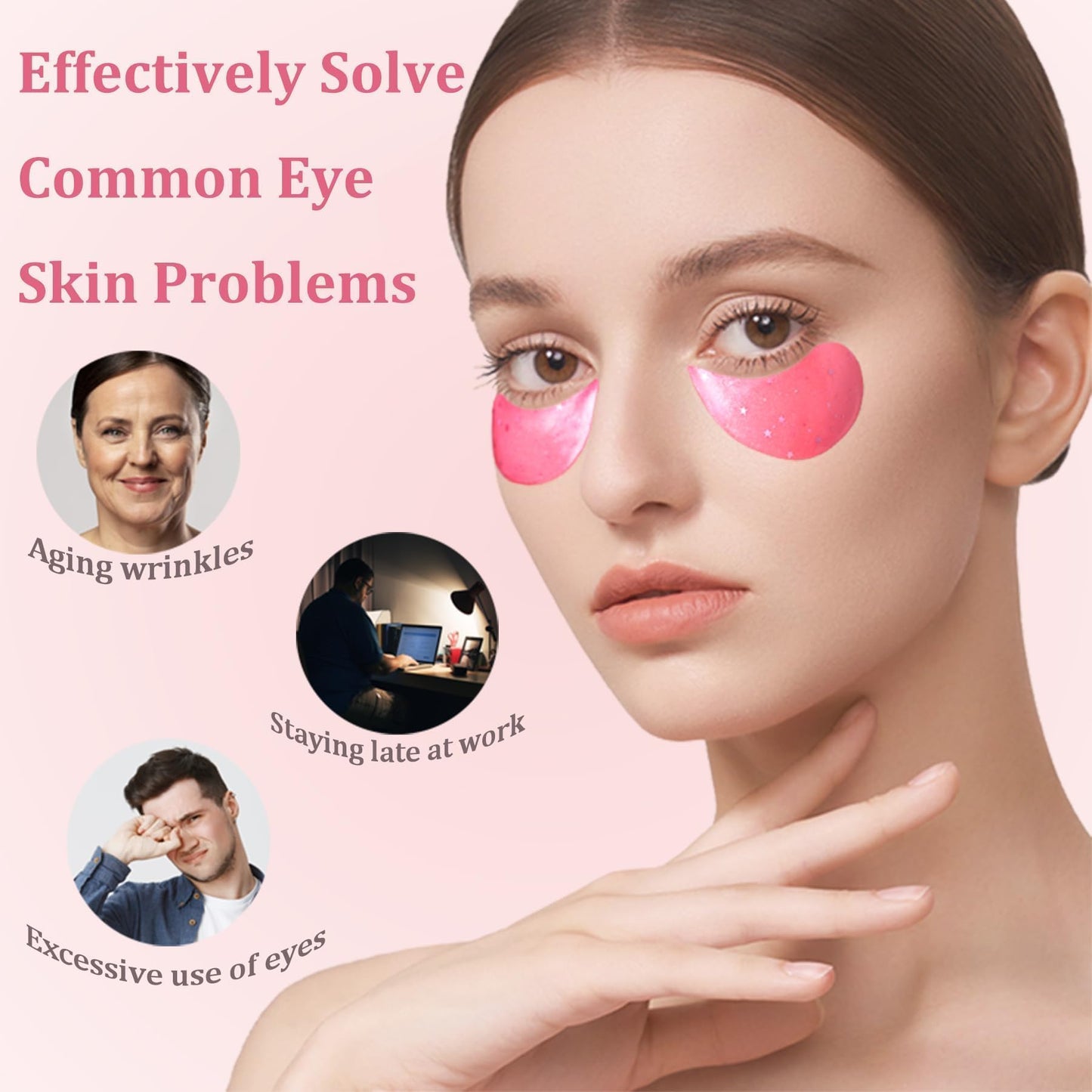 CGBOOM Under Eye Patches, Collagen Under Eye Mask, Dark Circles Under Eye Treatment, Puffy Eyes Bags Under Eyes Removal, Anti-Aging, Reduce Wrinkle, Skincare, Hydrating - 30 Pairs (Rose)