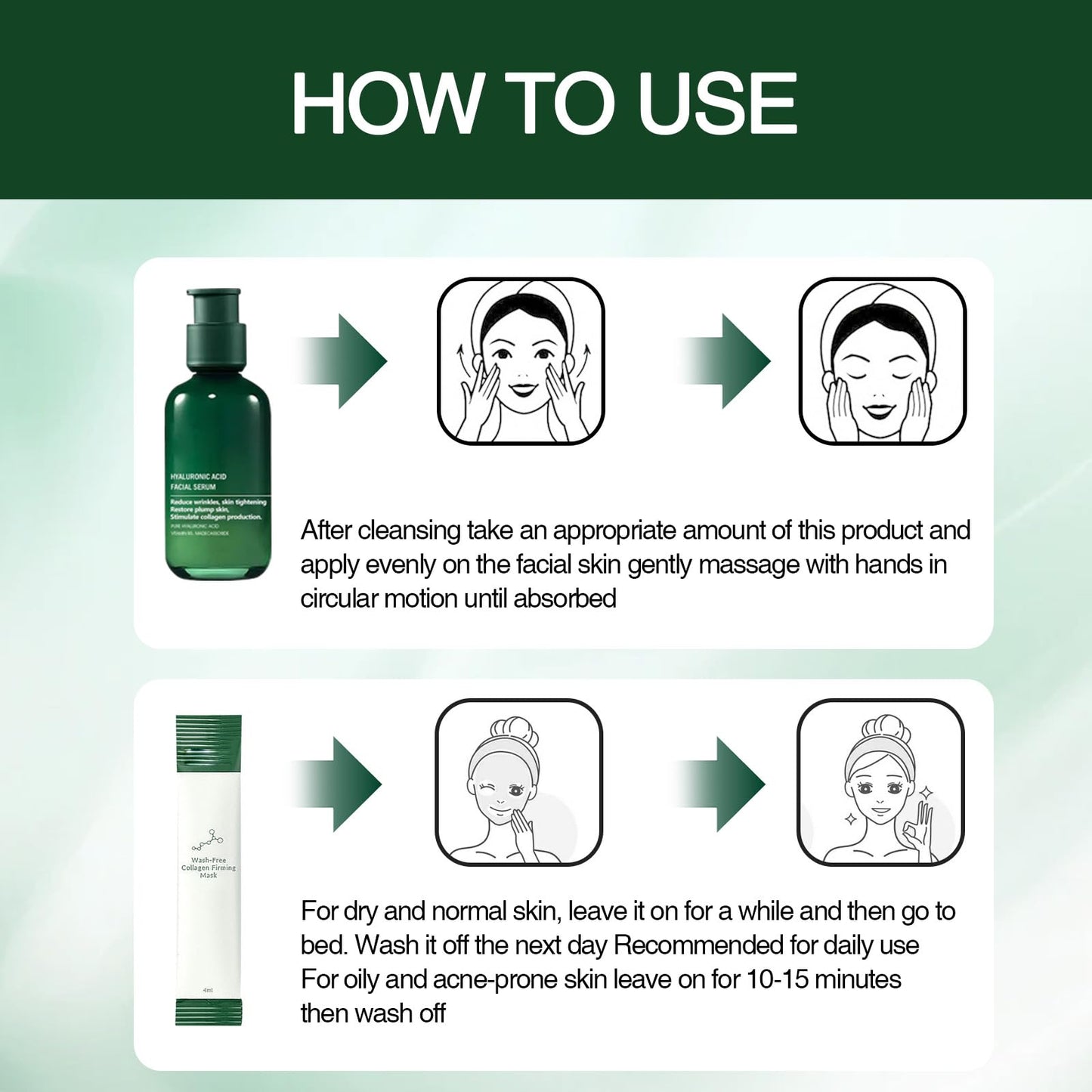 Xumann Skin Firming Rejuvenating Serum, Refreshing and Non Sticky with 1PCS Fine Lines Reducing Mask