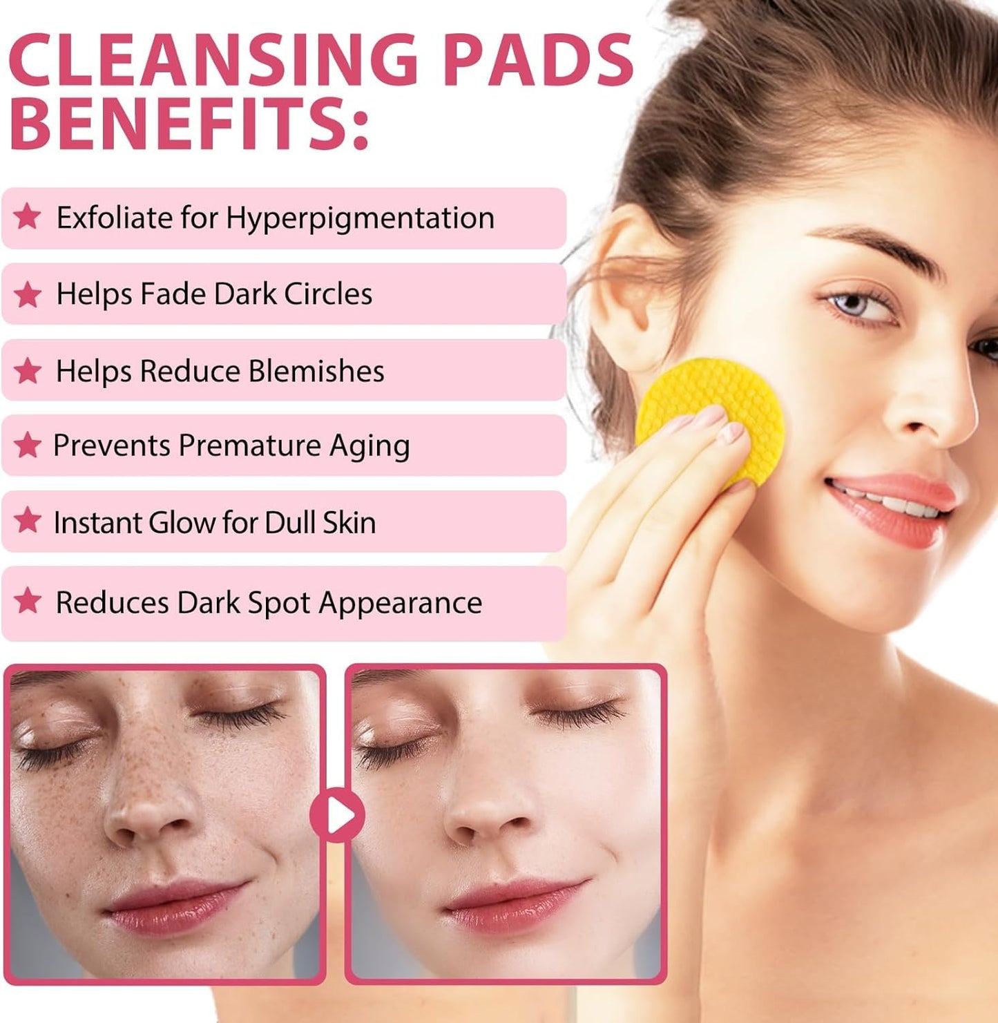 Generic Turmeric Kojic Pads, Natural Turmeric & Kojic Acid Pads Cleansing Pads, 40PCS Turmeric Cleansing Pads for Dark Spots, Balance Skin Oil And Water, Turmeric & Kojic Acid Exfoliating Pads (40PCS)