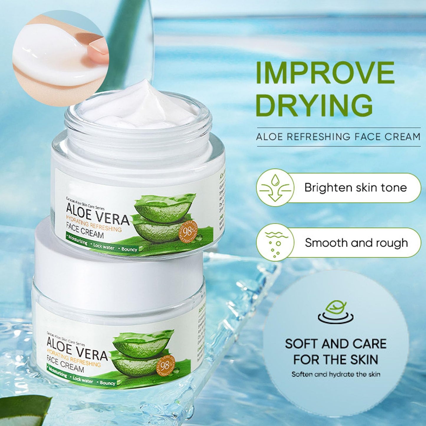 QUIWEN Skincare Gifts For Teenage Girls, Aloe Vera Skin Care Sets & Kits For Women Gifts, with Cleanser, Face Serum, Face Cream,Toner,Eye Cream,2PCS Mask for Hydrate Moisturize Skin(7Pcs)