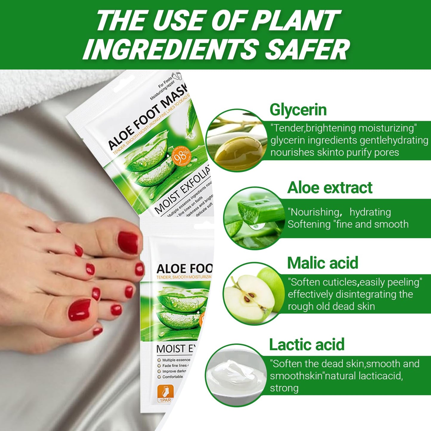Neyeau 5 Pairs Foot Peel Mask for Hard Skin, Exfoliating Foot Peel Mask, Callus Remover, Aloe Deep Hydration, Nourishing, Repairing, for Daily Foot Care