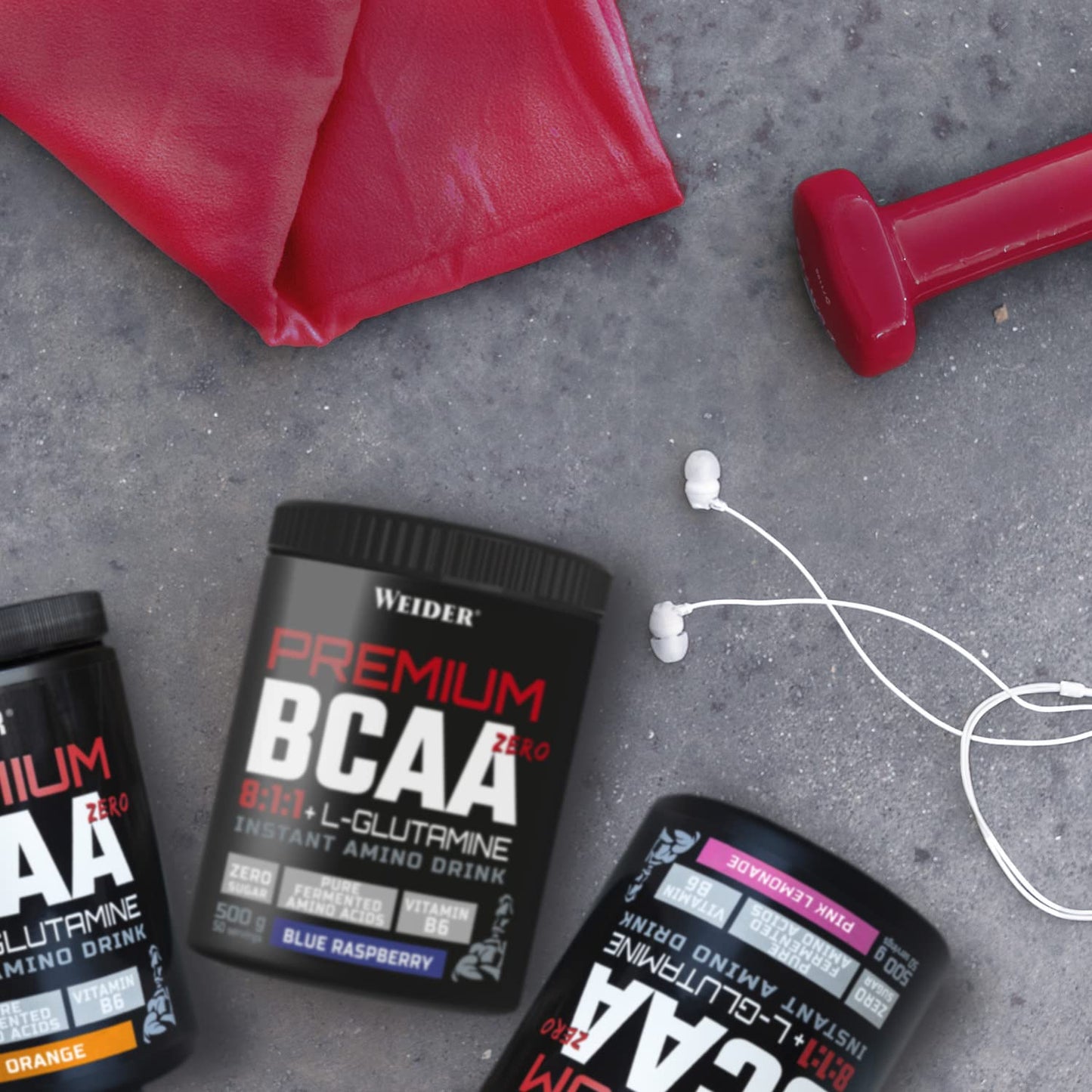 Weider Premium BCAA 8:1:1+L-Glutamine (500g) Blue Raspberry Flavour, Recovery Combination of Amino Acids with Kyowa Quality® L-Glutamine, Vitamin B6, Increases and Protects Muscle Mass, Zero Sugar, Vegan