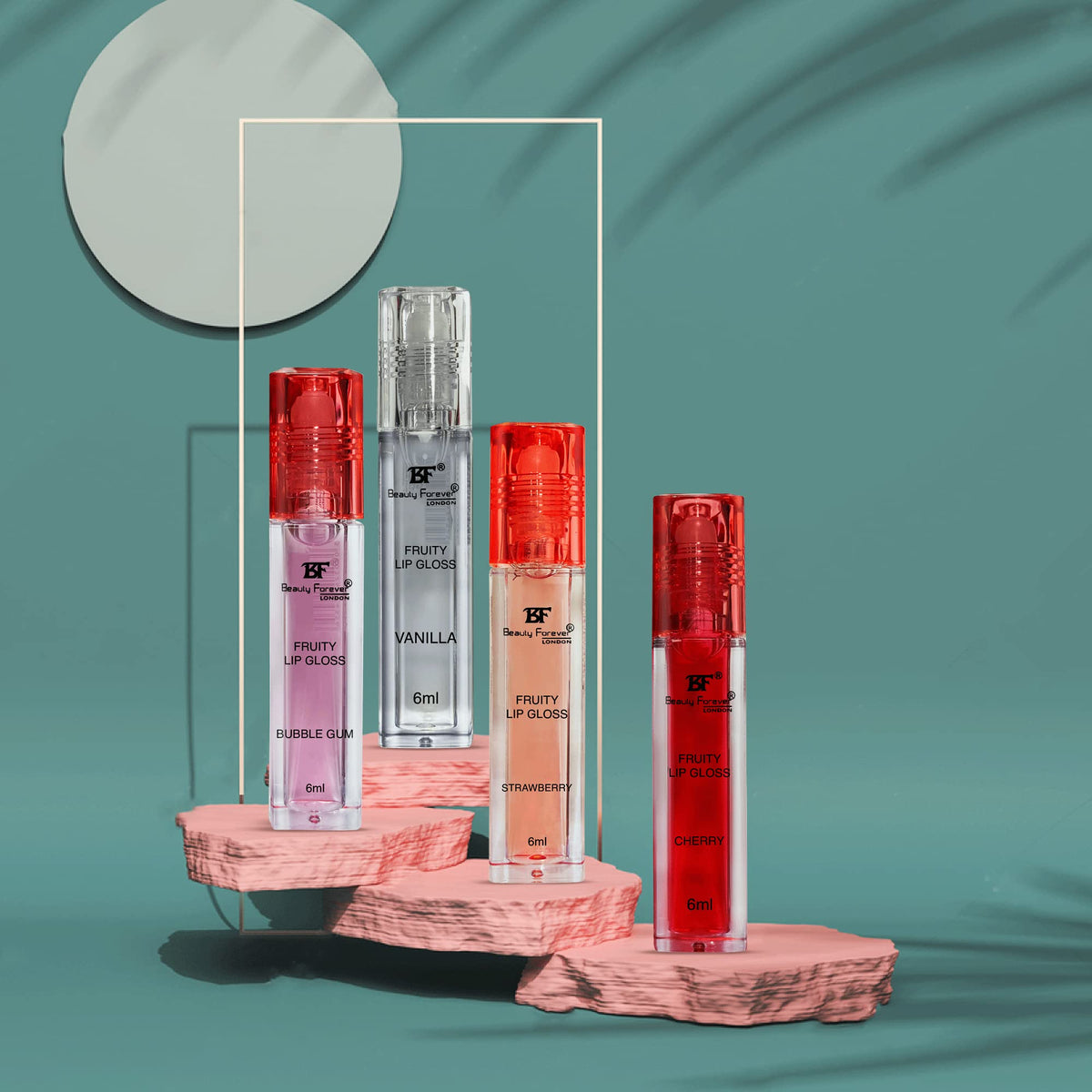 BF Beauty Forever Beauty Forever Fruity Roll on Lip Gloss, Flavoured Lip Gel, Moisturising, Enriched Glossy Finish, Contain Minerals, Hydrating, Suitable for Pout & Volume lips, Available in 4 Flavours, 6ml (Cherry)
