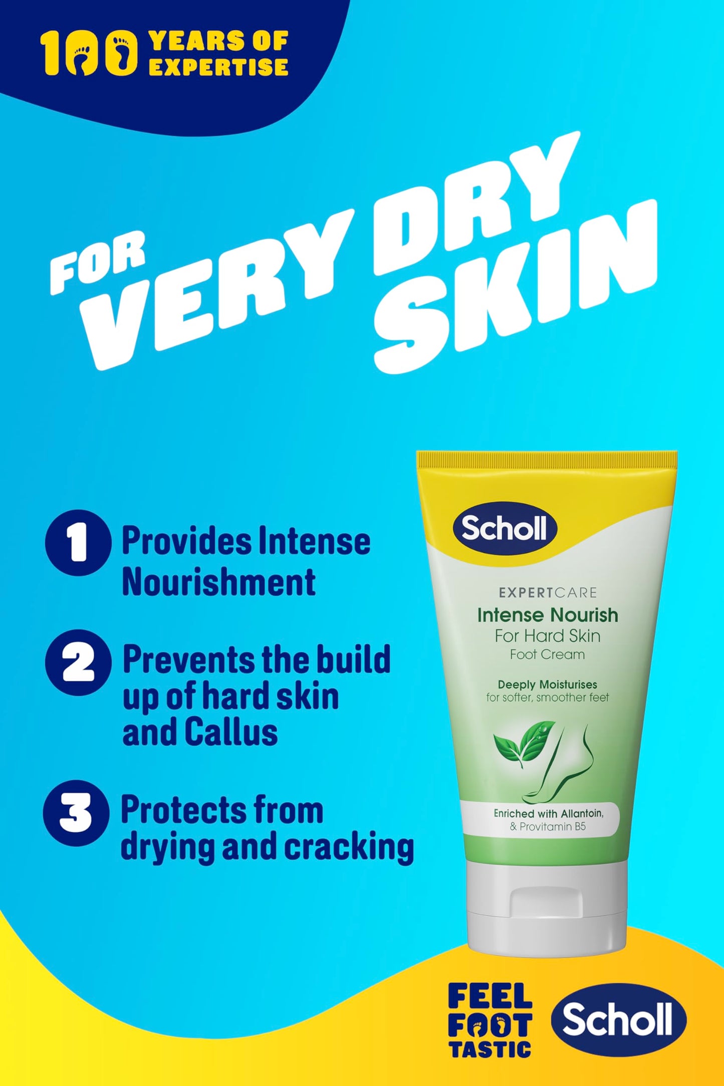 Scholl ExpertCare Intense Nourish Foot Cream for Hard Skin 150ml, Deeply Moisturising Cream with Urea, Vitamin E & Provitamin B5 Complex for Softer Smoother Feet