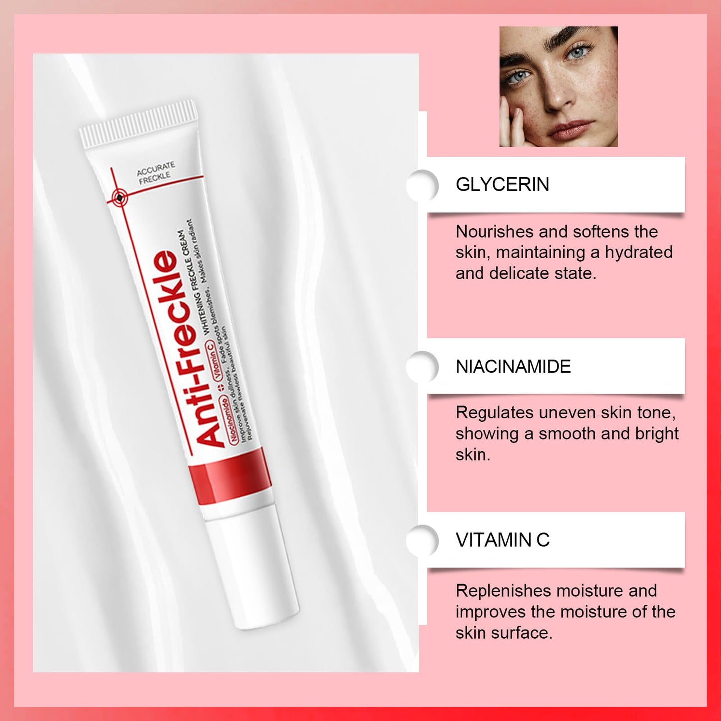 MINSHZEE Freckle Removal Cream - Removes facial dark spots, Dark Spot Remover with Niacinamide and Vitamin C, Improves dull skin (1 piece)