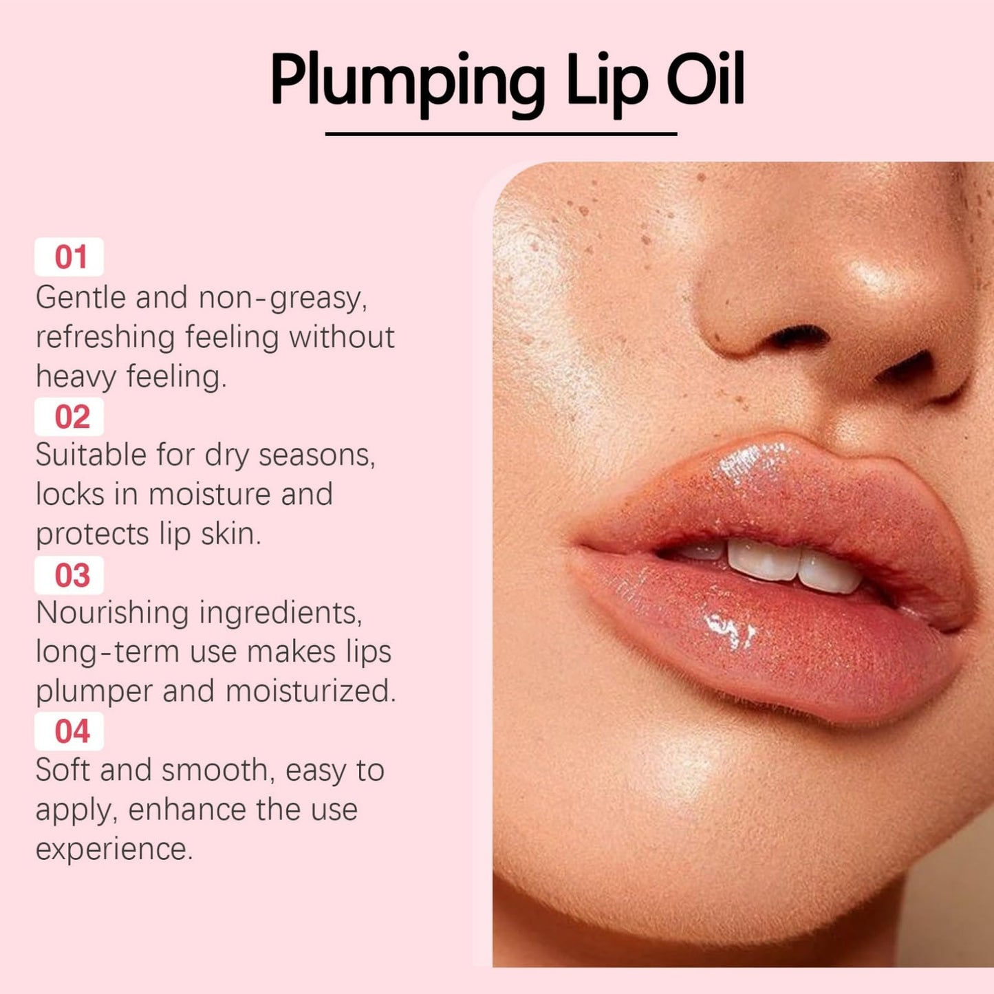 Ruojiar Plum/pify Plumping Serum Oil,Plum/pify Lip Oil Plumper,Moisturizing Lip Boosting Serum,Plumping Lip Gloss,Lip Plu/mping Lip Gloss,Lip Oil Clear,Lip Primer for Women,Non-Sticky,Lip Moisturizer