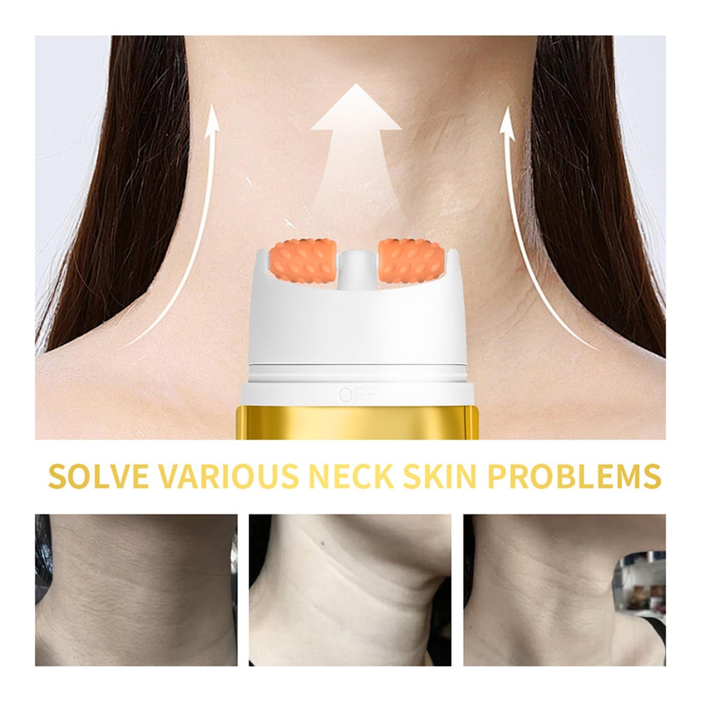 AH-8 Firming Neck Cream, Neck Firming Cream With Roller, Neck-Roller For Saggy Skin - Anti-Wrinkle & Hydrating Treatment For Smooth, Youthful Skin