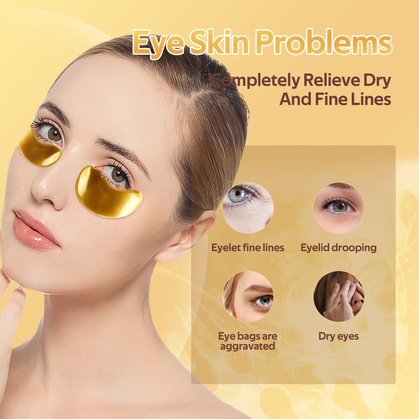 HZZYJ (10 Pairs)24K Gold Under Eye Treatment Mask,Collagen Eye Mask,Premium Anti Aging,Anti Wrinkle,Moisturiser for Under Eye Wrinkles for Puffy Eyes & Bags,Dark Circles and Wrinkles Hydrating