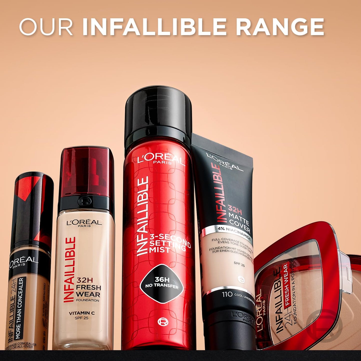 L'Oréal Paris Liquid Foundation, Full Coverage, Lasting Wear, With Vitamin C and SPF 25, Infallible 32H Fresh Wear, 330 Hazelnut